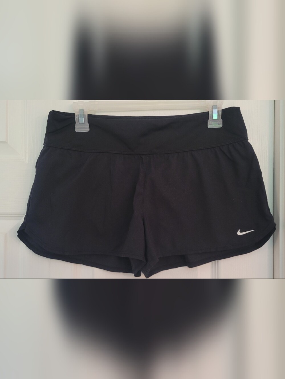 Nike Black Women's Athletic Shorts with Swoosh and zippered back pocket